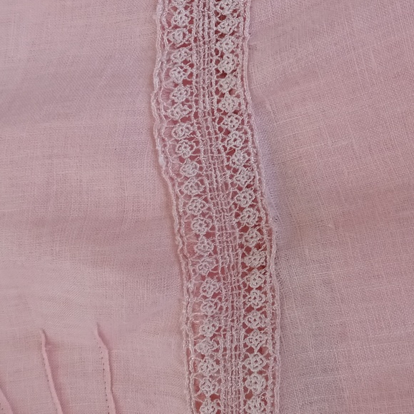Dainty & Delicate Irish Linen Pink Top with Lace Detailing S - Picture 4 of 6